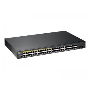 ZYXEL Zyxel GS1900-48HP v2, 48-portni GbE L2 Smart switch (omrežni preklopnik), 170 W, za vgradnjo v rack