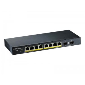 ZYXEL GS1900-10HP v2 8-portni GbE L2 PoE Smart switch (omrežni preklopnik) z 2 SFP režama, 802.3at, namizna brezventilatorska izvedba, 70 W