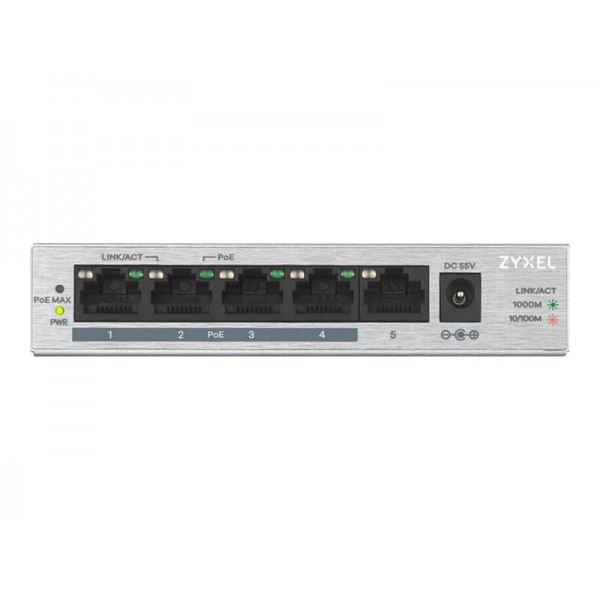 ZYXEL GS1005-HP, 5-portni Gigabit PoE+ (60 W), nenadzorovan namizni switch (omrežni preklopnik)