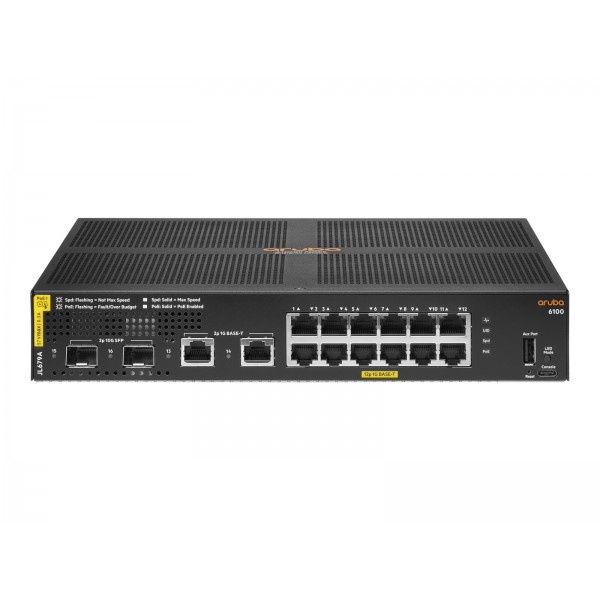 HPE Aruba 6100 12G Class4 PoE 2G/2SFP+ 139W switch (omrežni preklopnik)