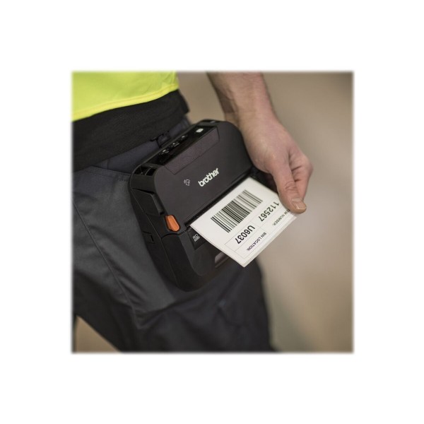 BROTHER RuggedJet RJ-4250WB etiketni tiskalnik z robustno zasnovo, direktnim termičnim tiskanjem, za rolo 113 mm, ločljivost 203 dpi, hitrost 127 mm/s, vmesniki USB 2.0, Wi-Fi, NFC in Bluetooth 4.2
