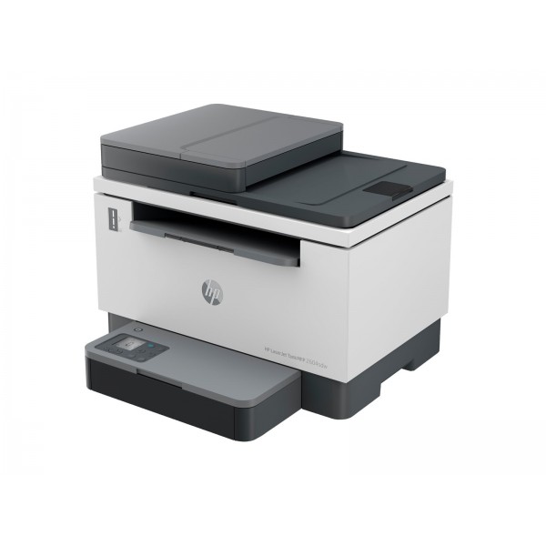 HP LaserJet Tank MFP 2604sdw — vse-v-enem mono laserska naprava s polnilnim rezervoarjem, A4 (216 × 297 mm), kopiranje 14 str./min, tiskanje 22 str./min, pladenj za 250 listov, povezljivost USB, LAN, Wi‑Fi in Bluetooth