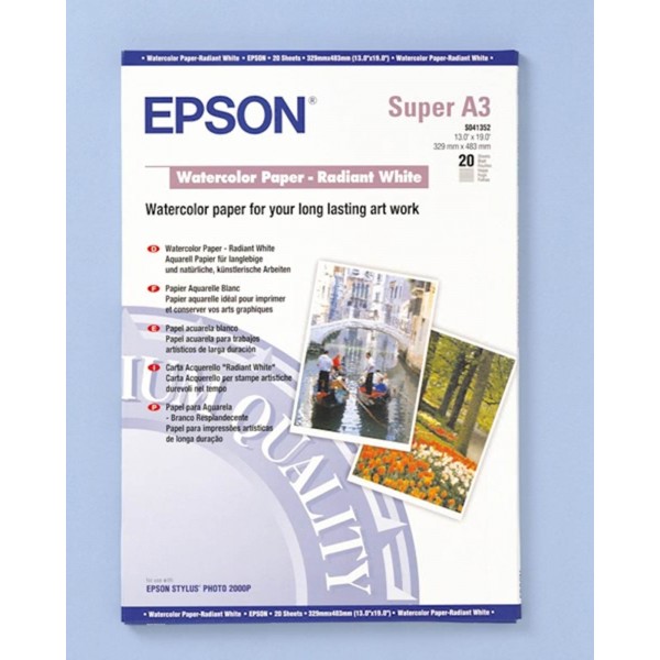 PAPIR EPSON A3+, 20L WATERCOLOR - RADIANT WHITE 190g/m2