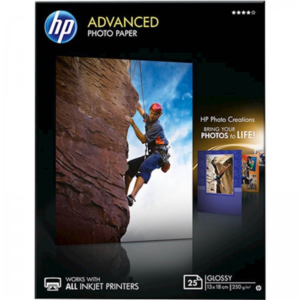 PAPIR HP PHOTO GLOSSY ADVANCED, 13x18, 25 LISTOV; 250g/m2