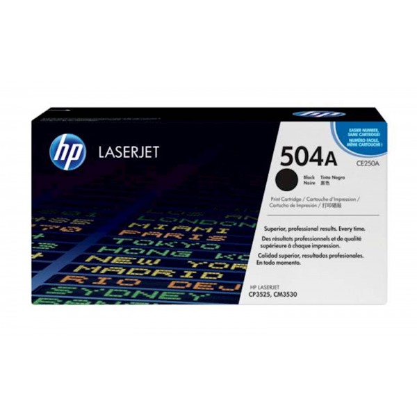 TONER HP 504A ČRN ZA HP COLOR LASER CP3525/CM3530 ZA 5.000 STRANI