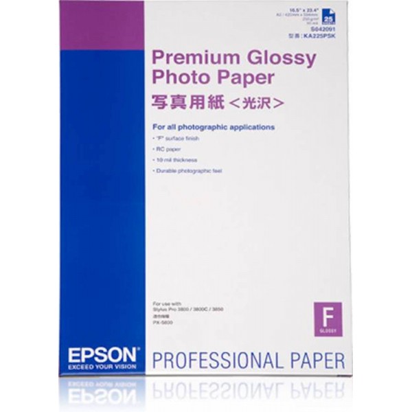PAPIR EPSON A2, 25L PREMIUM GLOSSY PHOTO 255 g/m2