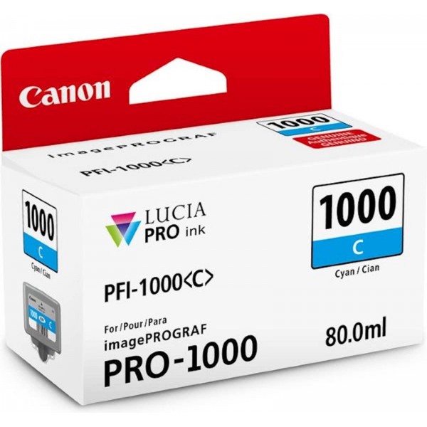 ČRNILO CANON PFI-1000 CYAN ZA IMAGEPROGRAF PRO-1000, 80 ml