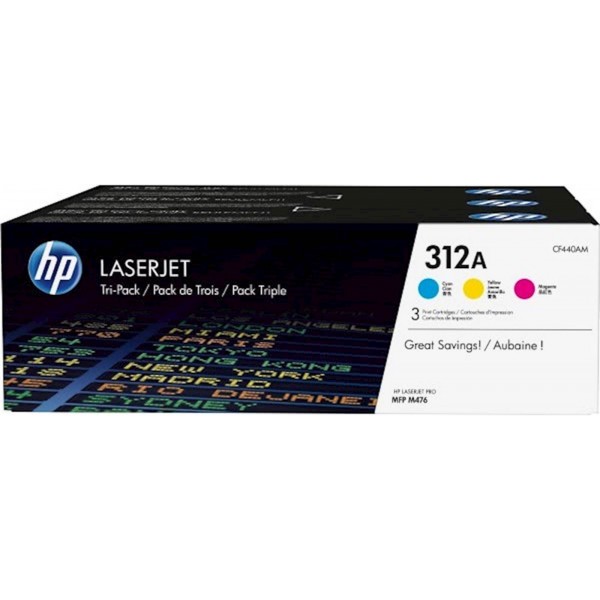 TONER HP 312A CYAN, MAGENTA, RUMENA TRI PACK ZA LJ PRO MFP M476DN/DW ZA 3 X 2.700 STRANI