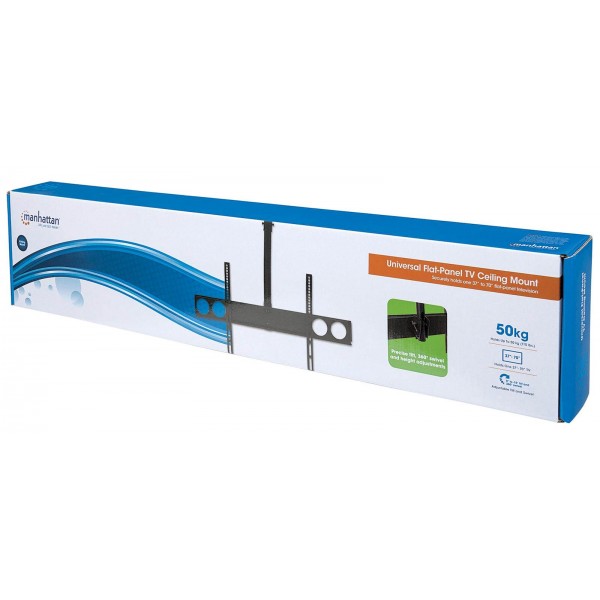 Stropni TV nosilec 37''-70'' MANHATTAN, 50kg, naklon 0° do -15°, črne barve