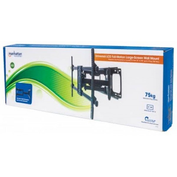 Stenski TV nosilec roka 37''-90''MANHATTAN, 75kg, dvojna roka, naklon -15°do 5°, črne barve