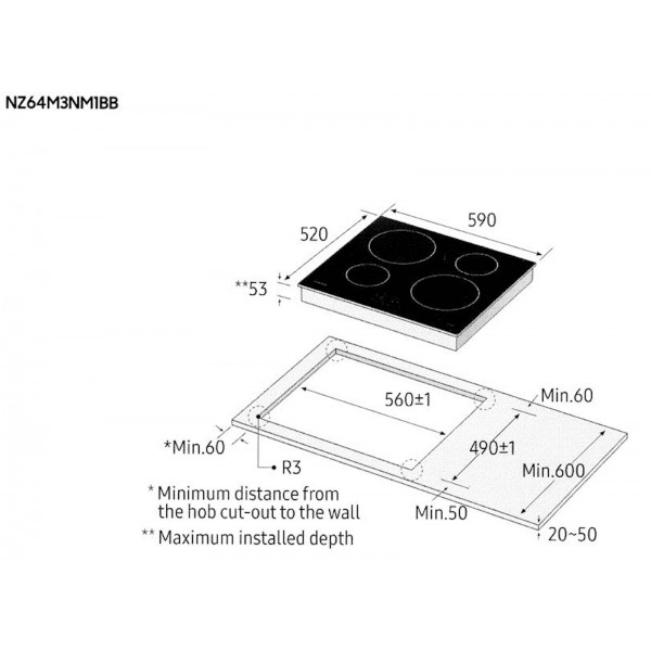 Kuhinjska plošča SAMSUNG NZ64M3NM1BB/OL induk.