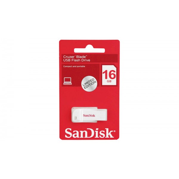 USB DISK SANDISK 16GB CRUZER BLADE BELA, 2.0, bel , brez pokrovčka