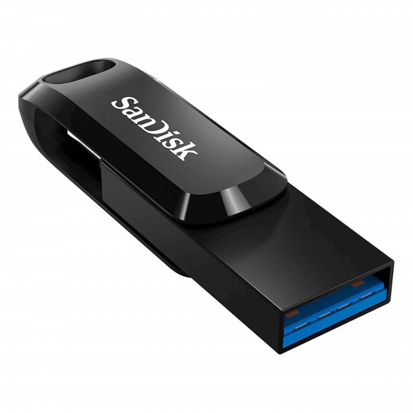 USB C & USB disk SanDisk 128GB Ultra Dual GO, 3.2, 400 MB/s, črn