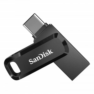 USB C & USB disk SanDisk 256GB Ultra Dual GO, 3.2, 400 MB/s, črn