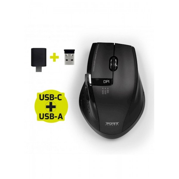 Miška PORT brezžična, USB-A & USB-C