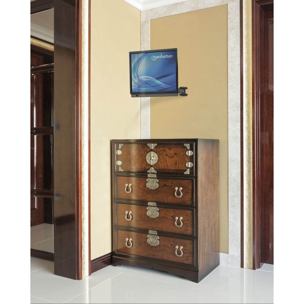 Stenski plinski nosilec roka 21''-60'' MANHATTAN, 30kg, tro sklepni, naklon ±10°, črne barve