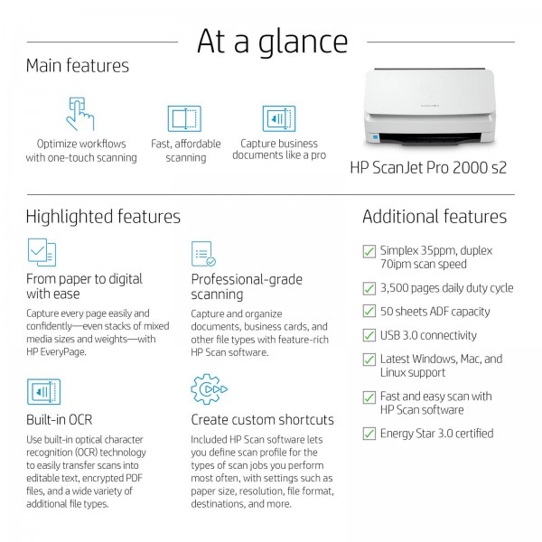 Optični čitalnik HP ScanJet Pro 2000 s2