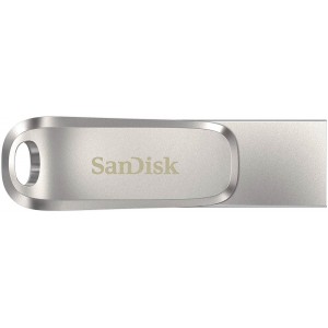 USB C & USB DISK SanDisk 64GB Ultra Dual LUXE, 3.1, srebrn, Type-A in C, kovinski, branje do 150MB/s