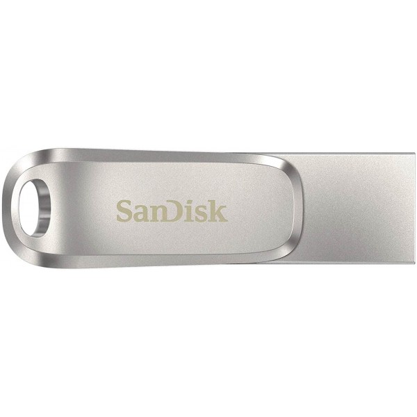 USB C & USB DISK SanDisk 128GB Ultra Dual LUXE, 3.1, srebrn, kovinski, branje do 150MB/s