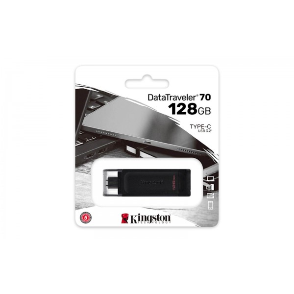 USB C DISK Kingston 128GB DT70, 3.2 Gen1, plastičen, s pokrovčkom USB C DISK Kingston 128GB DT70, 3.2 Gen1, plastičen, s pokrovčkom