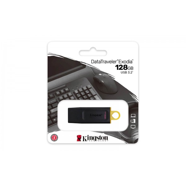 USB disk Kingston 128GB DT Exodia, 3.2 Gen1, črn, s pokrovčkom