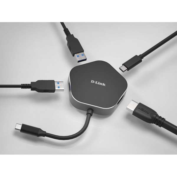 D-link 4-v-1 razdelilnik USB-C HDMI in napajanje