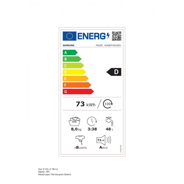 Pralni stroj Samsung WW80T4020EE1LE, 8 kg