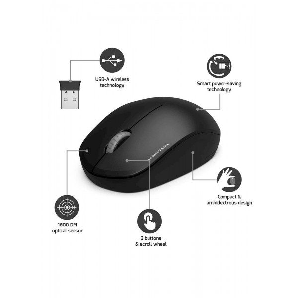 Miška PORT WL USB-A/USB-C črna