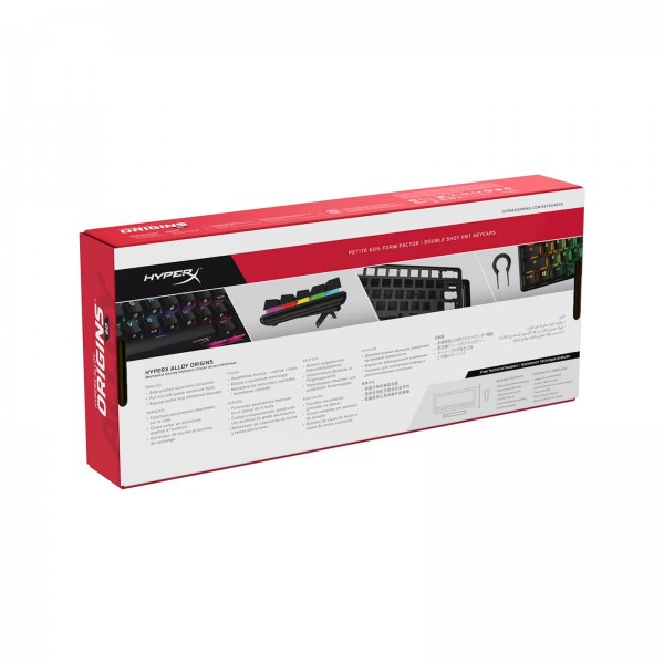 Tipkovnica HP HyperX Alloy Origins 60 RGB, manjši format, mehanična, HyperX Red, linear, US Tipkovnica HP HyperX Alloy Origins 60 RGB, manjši format, mehanična, HyperX Red, linear, US