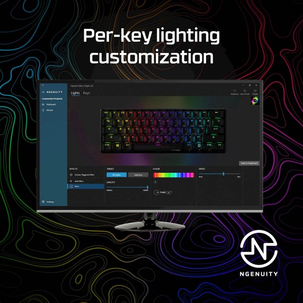 Tipkovnica HP HyperX Alloy Origins 60 RGB, manjši format, mehanična, HyperX Red, linear, US Tipkovnica HP HyperX Alloy Origins 60 RGB, manjši format, mehanična, HyperX Red, linear, US