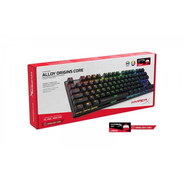 Tipkovnica HP HyperX Alloy Origins Core RGB, mehanična, HyperX Red Switch, linear, US Tipkovnica HP HyperX Alloy Origins Core RGB, mehanična, HyperX Red Switch, linear, US