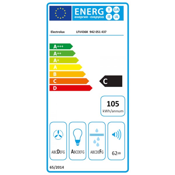 Kaminska kuhinjska napa Electrolux LFV436K, črna, 60 cm