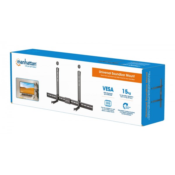 Univerzalni nosilec za sound bar MANHATTAN, 15kg, črne barve