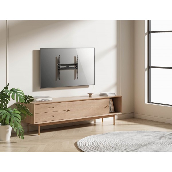 Stenski fiksni TV nosilec 32''-55'' MANHATTAN, 45kg, črne barve, ultra tanek