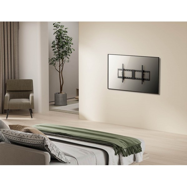 Stenski fiksni TV nosilec 43''-100'' MANHATTAN, 70kg, črne barve, ultra tanek