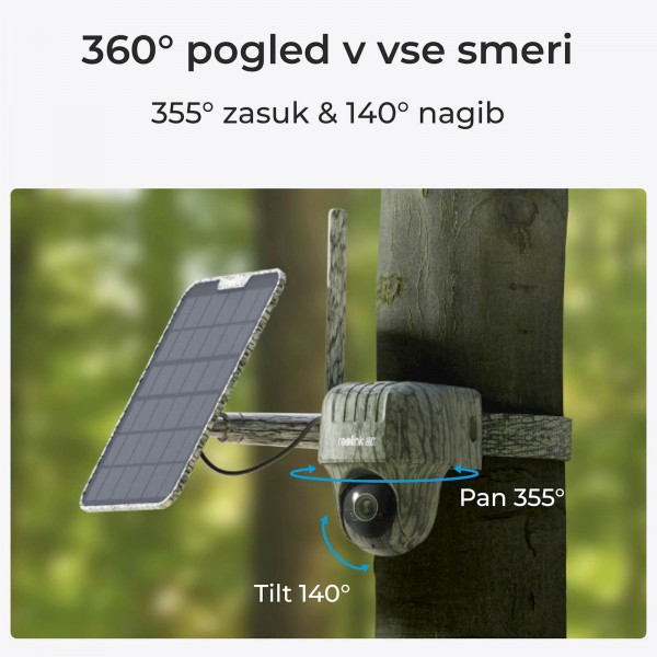 Reolink IP Kamera GO serija G450 4K, Zunanja, Baterijska, 4G LTE, 360° pogled +Solarni Panel