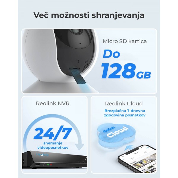 Reolink IP Kamera  E serija E330 Wi-fi, Notranja, 5MP, Auto sledenje,Bela