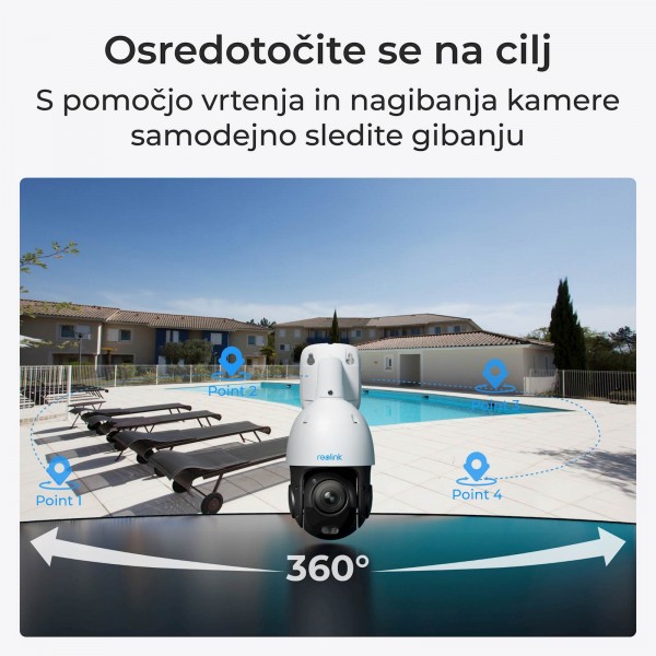 Reolink IP Kamera P840 4K, 8MP, PTZ, 360° Pan & 90° Tilt, 5x zoom, Barvni nočni vid, POE Reolink IP Kamera P840 4K, 8MP, PTZ, 360° Pan & 90° Tilt, 5x zoom, Barvni nočni vid, POE