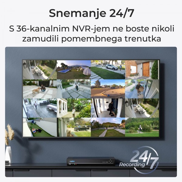 Reolink NVR snemalnik NVS36 16MP, 36 kanalni, dvosmerni zvok, podpora do 48 TB HDD Reolink NVR snemalnik NVS36 16MP, 36 kanalni, dvosmerni zvok, podpora do 48 TB HDD