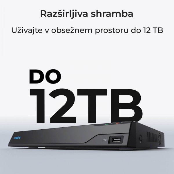 Reolink NVR snemalnik NVS8-12MB4 4K, 12MP, 8 kanalni NVR, 2TB HDD, 4x kamera POE
