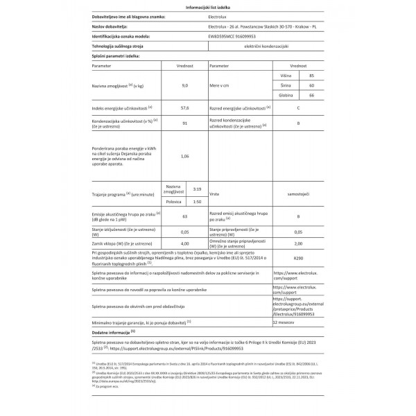 Sušilni stroj Electrolux EW8D595MCE, inverter, 9kg Sušilni stroj Electrolux EW8D595MCE, inverter, 9kg