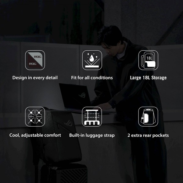 Nahrbtnik ASUS ROG Ranger Gaming Backpack 16 BP2501, črn, za prenosnike do 16'' Nahrbtnik ASUS ROG Ranger Gaming Backpack 16 BP2501, črn, za prenosnike do 16''
