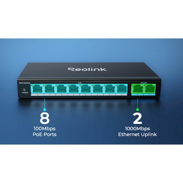 Reolink 10 Portno stikalo 120W, max 30W po portu Reolink 10 Portno stikalo 120W, max 30W po portu