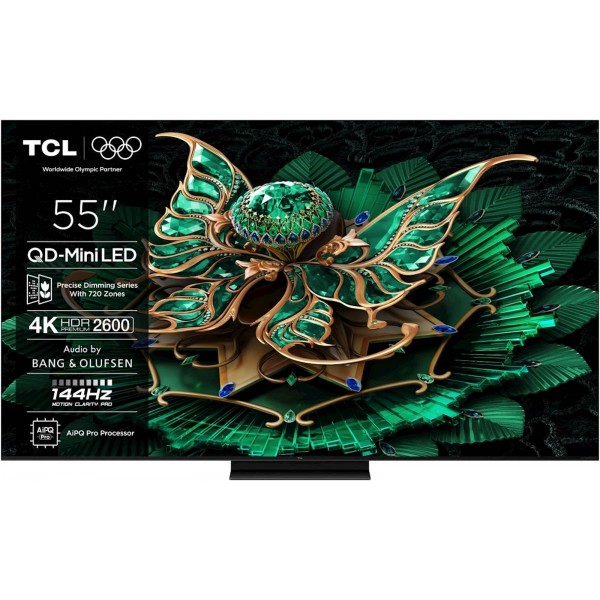 TCL 4K QD-Mini LED HDR PREMIUM 55C71K, Google TV, 144Hz, Ozvočeno z Bang & Olufsen