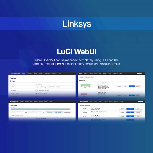 Linksys OAK OpetnWRT usmerjevalnik Wi-fi 7 do 10680Mpps