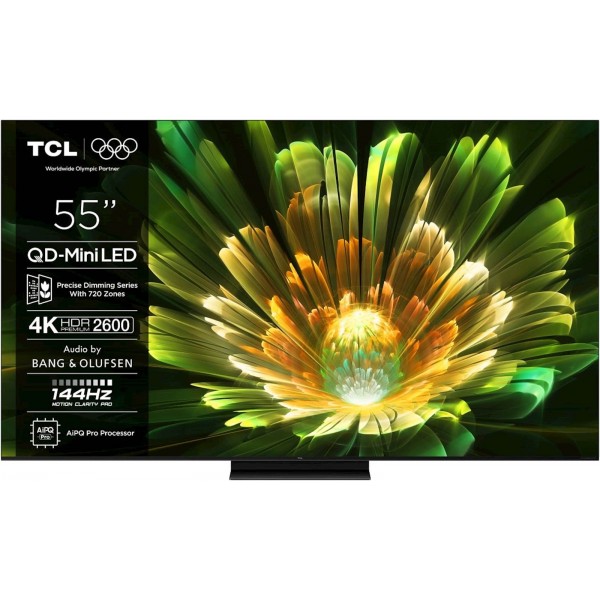 TCL 4K QD-Mini LED HDR PREMIUM 55C79K, Google TV, 144Hz, Ozvočeno z Bang & Olufsen