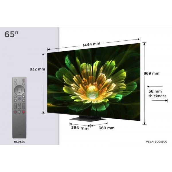 TCL 4K QD-Mini LED HDR PREMIUM 65C79K,  Google TV, 144Hz, Ozvočeno z Bang & Olufsen