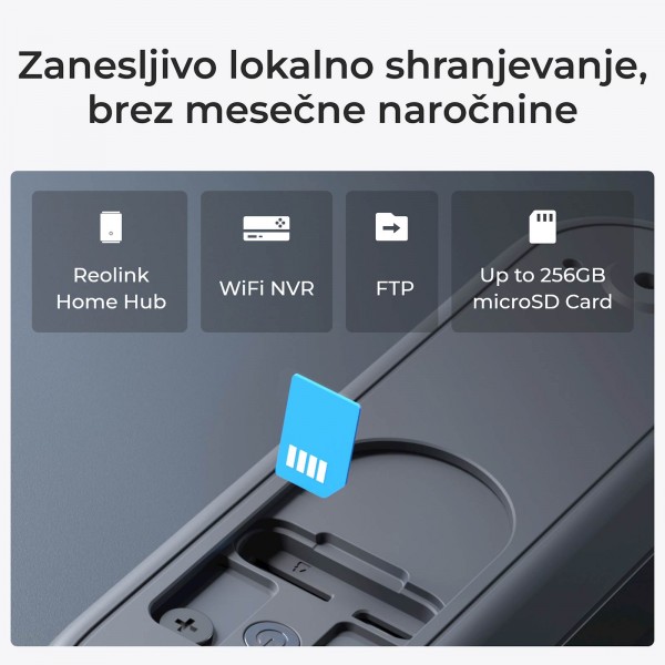 Reolink pametni zvonec D340B+ zvonček, 2K, Baterijska,PIR, IP65.