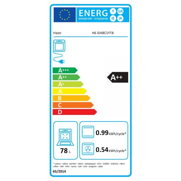 Vgradna pečica HAIER H6 ID48C5YTB, A++, črna