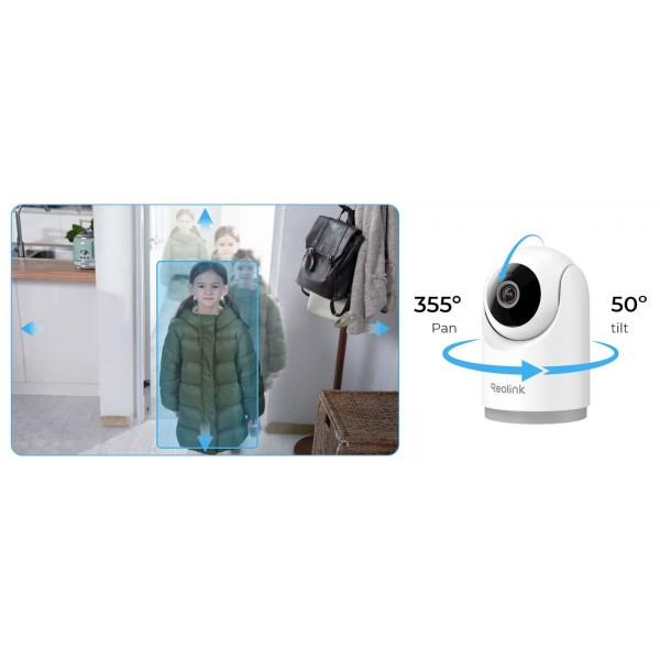 Reolink IP Kamera E serija E331 Bela, 5MP, Nočni vid 12m, Dvosmerna komunikacija, PAN/TILT Reolink IP Kamera E serija E331 Bela, 5MP, Nočni vid 12m, Dvosmerna komunikacija, PAN/TILT